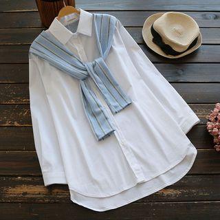 Striped Tie-front Shirt