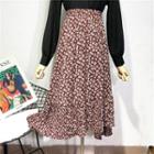 Irregular Floral Print A-line Skirt
