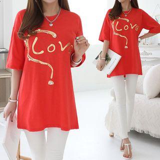 Beaded Love Print T-shirt
