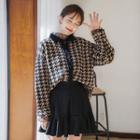 Collared Houndstooth Cardigan