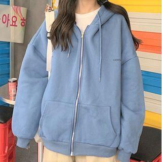Long-sleeve Lettering Zip-up Hoodie