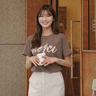 Merci Patterned-letter Melange T-shirt