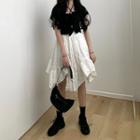Lace Camisole / Ruffle Trim Short-sleeve T-shirt / Irregular Hem A-line Skirt
