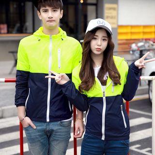 Couple Matching Two-tone Hooded Jacket