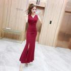 Sleeveless Slit-hem Maxi Mermaid Dress