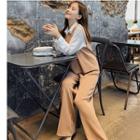 V-neck Vest / Wide Leg Pants / Shirt / Set