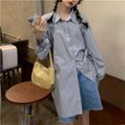 Cold-shoulder Shirt / Floral Print Midi Skirt