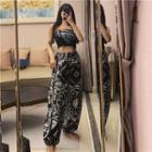 Paisley Print Cropped Camisole Top / Drawstring-cuff Pants