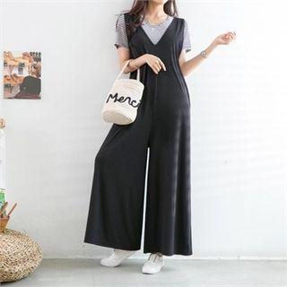 Plunge-neck Wide-leg Jumper Pants