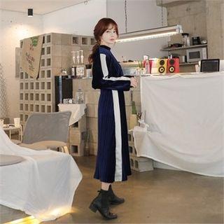 Set: Two-tone Velvet Pullover + Long Skirt