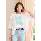 Frill-trim Printed T-shirt