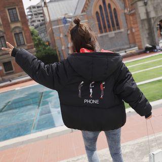 Embroidered Hood Padded Jacket