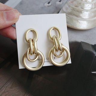 925 Sterling Silver Interlocking Hoop Dangle Earring 1 Pair - One Size