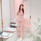 Tiered-tulle A-line T-shirt Dress
