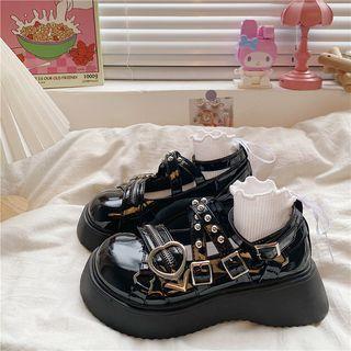 Studded Crisscross Platform Mary Jane Shoes