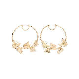 Fashion And Elegant Plated Gold Butterfly Circle Earrings Golden - One Size