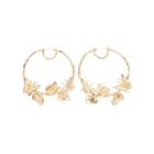 Fashion And Elegant Plated Gold Butterfly Circle Earrings Golden - One Size