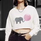 Elephant Print Cropped Sweatshirt