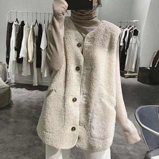 Sleeveless Single-breasted Fleece Vest