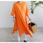 Asymmetric-hem Cotton Midi Pullover Dress