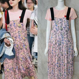 Short-sleeve T-shirt/floral Jumper Dress
