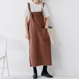 Buttoned Side-slit Midi Jumper Dress