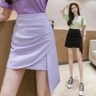 High-waist Asymmetric Slim Fit A-line Skirt