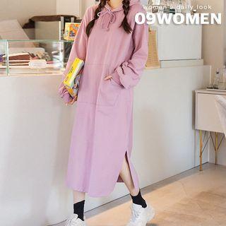 Plus Size Kangaroo-pocket Long Hoodie Dress