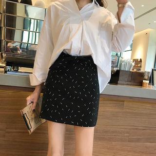 Bow-front Pattern Mini Skirt