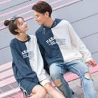 Couple Matching Color Block Pullover Dress / Drawstring Hoodie