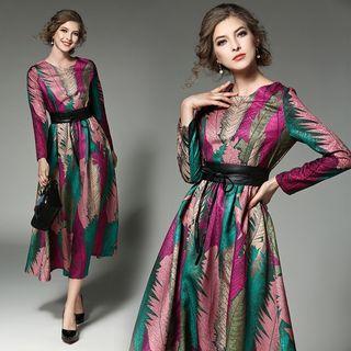 Jacquard A-line Midi Dress