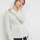 V-neck Cable-knit Cardigan With Sash
