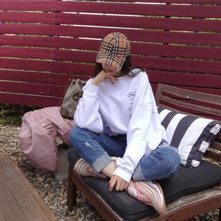 Checked Baseball Cap Beige - One Size