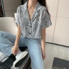 Lapel Leopard Short-sleeve Shirt