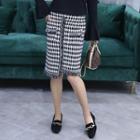 Midi Houndstooth Straight-fit Skirt