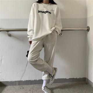 Letter Loose-fit Sweatshirt/ Jogger Pants