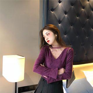 Mock Two-piece Flared-sleeve T-shirt