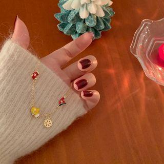 Christmas Glaze Rhinestone Alloy Bracelet Gold - One Size