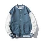 Letter Embroidered Two-tone Bomber Jacket