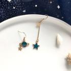 Non-matching Alloy Planet & Star Dangle Earring 1 Pair - Hook Earring - One Size