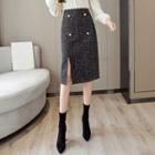 Slit Tweed Pencil Skirt