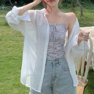 Floral Camisole Top / Long-sleeve Plain Shirt