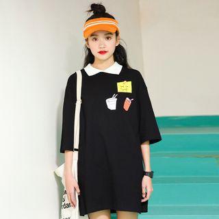 Printed Collared 3/4 Sleeve Dress