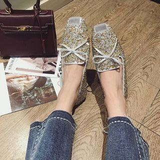 Sequined Square Toe Loafers