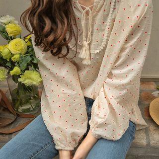 Tassel-detail Dotted Blouse