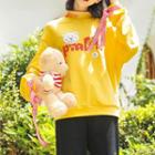 Bear Embroidered Ribbon-bow Long-sleeve Sweater
