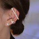 Rhinestone Ear Cuff Set Set Of 3 - Gold - One Size