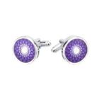 Fashion Simple Purple Geometric Round Cufflinks Silver - One Size