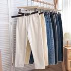 High-waist Denim Harem Straight Cut Pants + Belt
