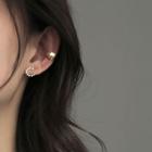 925 Sterling Silver Cuff Earring / Stud Earring / Rhinestone Moon Earring